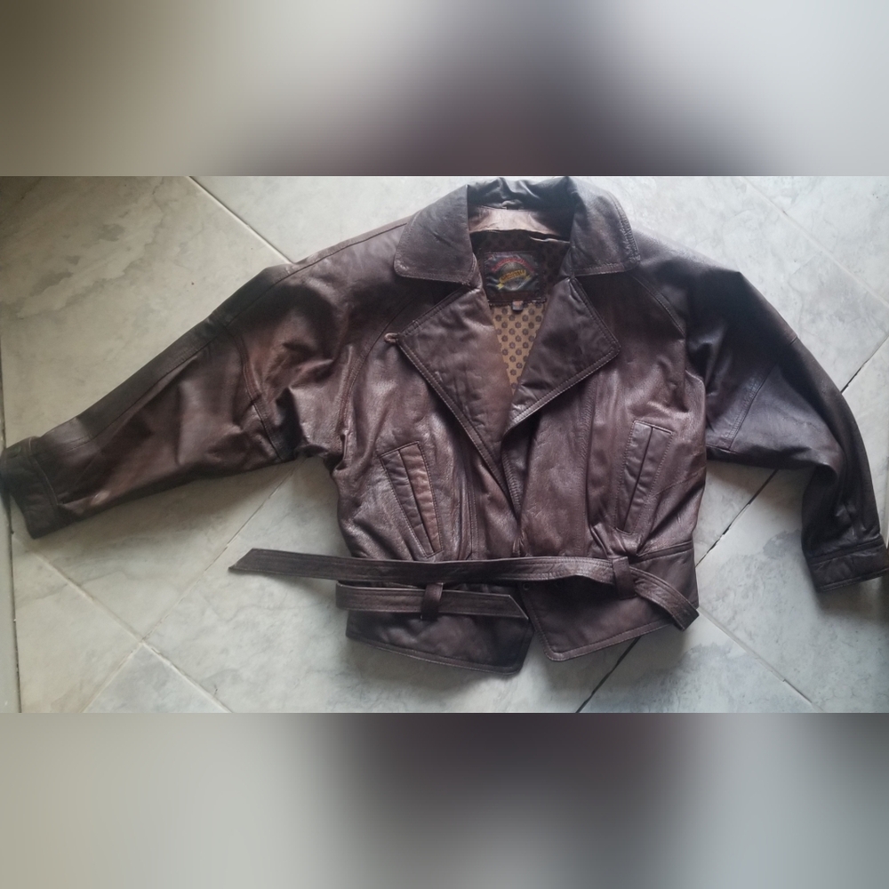 Brown Leather Jacket, Vintage Adventure Bound Jacket - Picture 3 of 5
